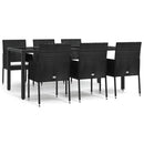 spisebordssæt til haven 7 dele med hynder polyrattan sort
