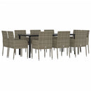 spisebordssæt til haven 11 dele med hynder polyrattan sort grå