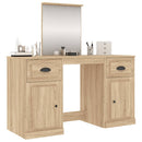 makeupbord med spejl 130x50x132,5 cm brun sonoma-eg