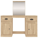 makeupbord med spejl 130x50x132,5 cm brun sonoma-eg