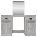makeupbord med spejl 130x50x132,5 cm grå sonoma-eg