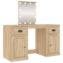 makeupbord med LED-lys 130x50x132,5 cm brun sonoma-eg