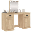 makeupbord med LED-lys 130x50x132,5 cm brun sonoma-eg
