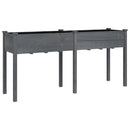 plantekasse med foring 161x45x76 cm massivt fyrretræ grå