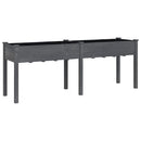 plantekasse med foring 203x53x76 cm massivt fyrretræ grå