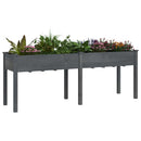 plantekasse med foring 203x53x76 cm massivt fyrretræ grå