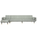 L-formet sovesofa 275x140x70 cm velour lysegrå