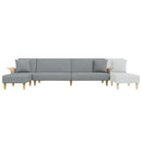 L-formet sovesofa 279x140x70 cm velour lysegrå
