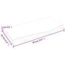 bordplade til badeværelse 60x30x2 cm massivt træ ubehandlet