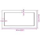 bordplade til badeværelse 60x30x(2-6) cm massivt træ ubehandlet