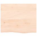 bordplade til badeværelse 60x50x2 cm massivt træ ubehandlet