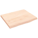 bordplade til badeværelse 60x50x(2-4) cm massivt træ ubehandlet