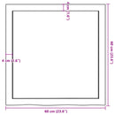 bordplade til badeværelse 60x60x(2-4) cm massivt træ ubehandlet