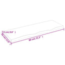 bordplade til badeværelse 80x30x2 cm massivt træ ubehandlet