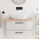 bordplade til badeværelse 80x30x(2-4) cm massivt træ ubehandlet