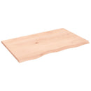 bordplade til badeværelse 80x50x2 cm massivt træ ubehandlet