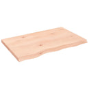 bordplade til badeværelse 80x50x(2-4) cm massivt træ ubehandlet