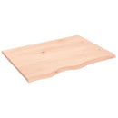 bordplade til badeværelse 80x60x2 cm massivt træ ubehandlet