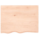 bordplade til badeværelse 80x60x2 cm massivt træ ubehandlet