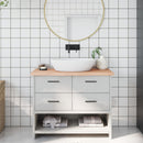 bordplade til badeværelse 100x30x(2-4)cm massivt træ ubehandlet