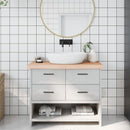 bordplade til badeværelse 100x30x(2-6)cm massivt træ ubehandlet