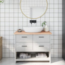bordplade til badeværelse 100x40x(2-4)cm massivt træ ubehandlet