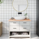 bordplade til badeværelse 100x50x(2-4)cm massivt træ ubehandlet