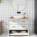 bordplade til badeværelse 100x60x(2-4)cm massivt træ ubehandlet