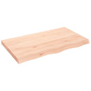 bordplade til badeværelse 100x60x(2-6)cm massivt træ ubehandlet
