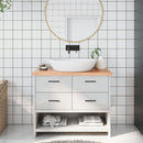 bordplade til badeværelse 100x30x(2-4) cm massivt træ lysebrun