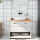 bordplade til badeværelse 100x40x(2-4) cm massivt træ lysebrun