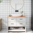 bordplade til badeværelse 100x50x(2-4) cm massivt træ lysebrun