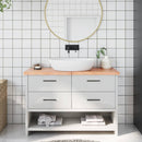 bordplade til badeværelse 120x30x(2-4) cm massivt træ lysebrun