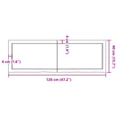 bordplade til badeværelse 120x40x(2-4) cm massivt træ lysebrun