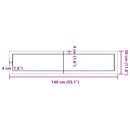 bordplade til badeværelse 140x30x(2-4) cm massivt træ lysebrun