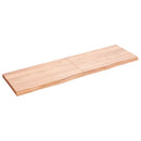 bordplade til badeværelse 140x40x(2-4) cm massivt træ lysebrun