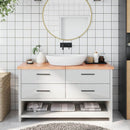 bordplade til badeværelse 140x40x(2-4) cm massivt træ lysebrun