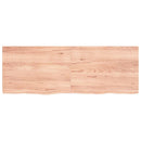 bordplade til badeværelse 140x50x(2-4) cm massivt træ lysebrun