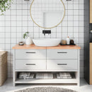 bordplade til badeværelse 140x50x(2-4) cm massivt træ lysebrun