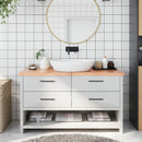 bordplade til badeværelse 140x60x(2-4) cm massivt træ lysebrun