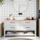 bordplade til badeværelse 160x30x(2-4) cm massivt træ lysebrun