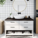 bordplade til badeværelse 100x50x(2-6) cm massivt træ mørkebrun