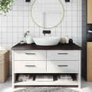 bordplade til badeværelse 100x60x(2-6) cm massivt træ mørkebrun