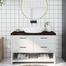 bordplade til badeværelse 120x50x(2-6) cm massivt træ mørkebrun