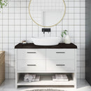 bordplade til badeværelse 120x60x(2-6) cm massivt træ mørkebrun