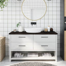 bordplade til badeværelse 140x50x(2-4) cm massivt træ mørkebrun