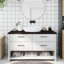 bordplade til badeværelse 140x60x(2-4) cm massivt træ mørkebrun