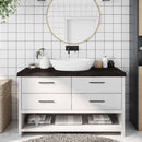 bordplade til badeværelse 140x60x(2-6) cm massivt træ mørkebrun