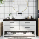 bordplade til badeværelse 160x60x(2-6) cm massivt træ mørkebrun