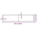 bordplade til badeværelse 220x50x(2-4) cm massivt træ mørkebrun